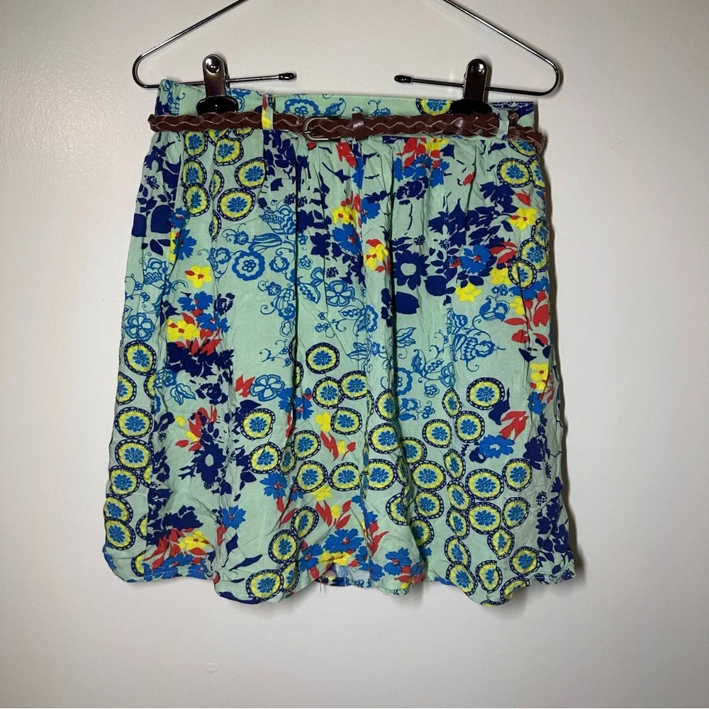 Mossimo Supply Co. Blue Floral Mini‎ Skirt
